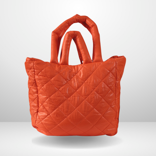 Orange Quilted Tote Bag