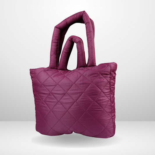 Wine Quilted Tote Shopper