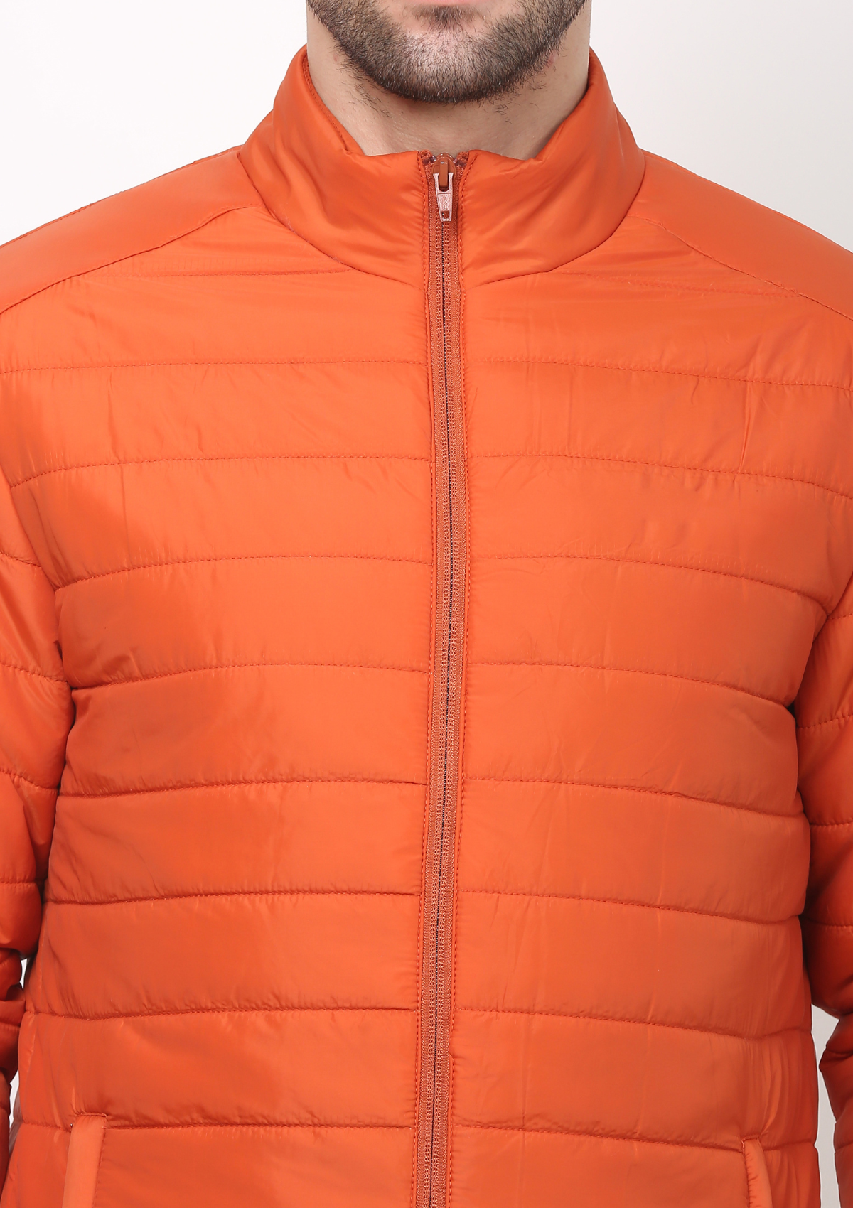 Nylon Quilted Rusty Orange Puffer Jacket
