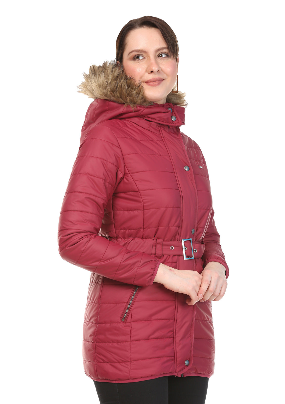 Long Quilted Puffer Hoodie Jacket