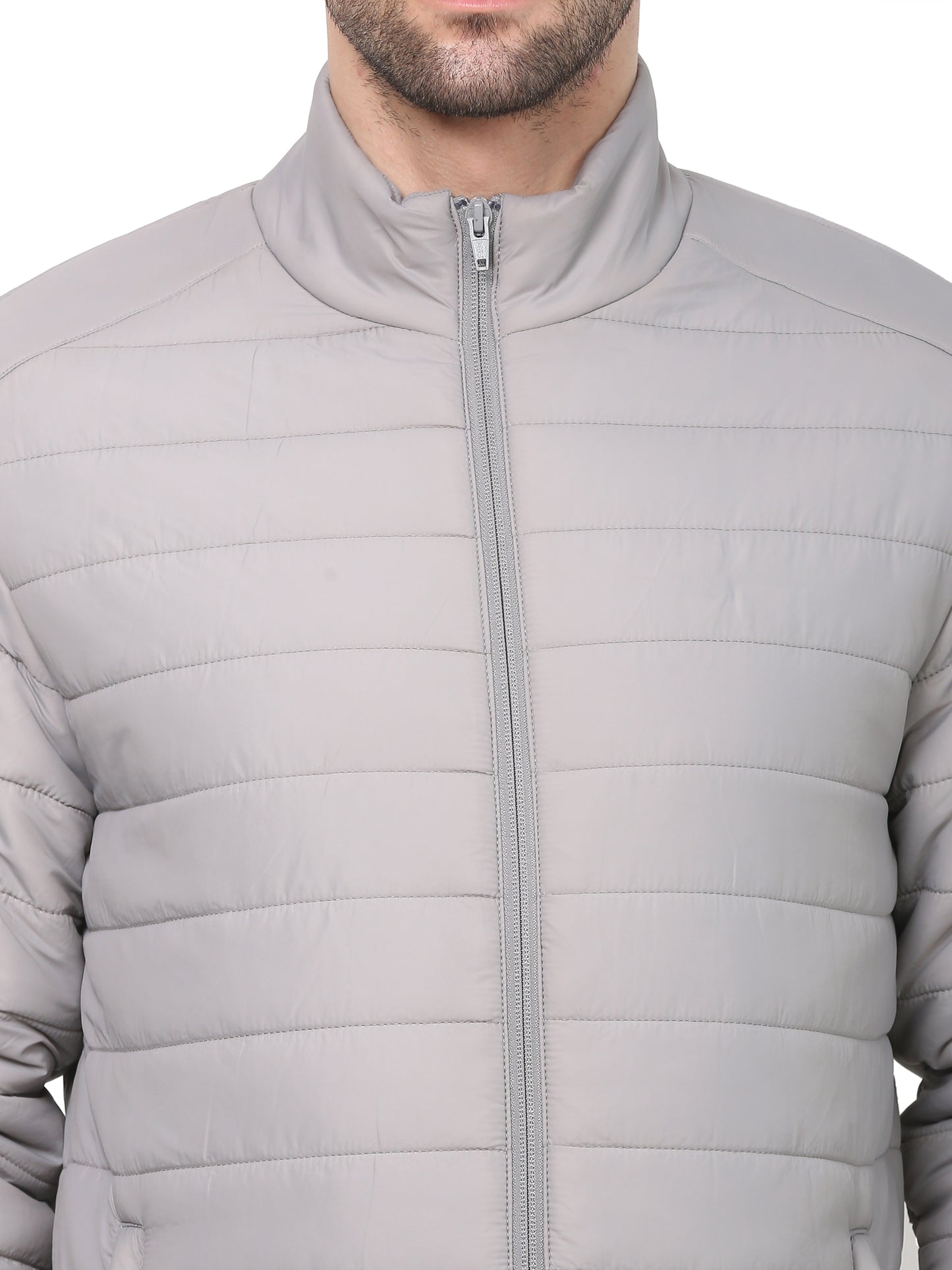 Nylon Quilted Grey Puffer Jacket