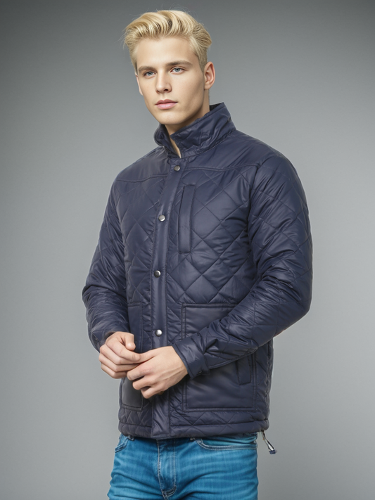 Diamond Quilted Utility Puffer Jacket